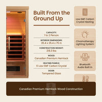 2024 Upgrade 1 to 2 Person Infrared Sauna, Low EMF Infrared Sauna for Home, Indoor Sauna Room, Hemlock Wooden Far Infrared Sauna, Dry Sauna with Bluetooth Speakers, LED Reading and Chromotherapy Lamp — Results & Stats
