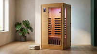2024 Upgrade 1 to 2 Person Infrared Sauna, Low EMF Infrared Sauna for Home, Indoor Sauna Room, Hemlock Wooden Far Infrared Sauna, Dry Sauna with Bluetooth Speakers, LED Reading and Chromotherapy Lamp — Lifestyle