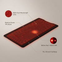 2026 Upgraded All-In-One Red Light Therapy Mat Full Body, FSA&HSA Eligible,75” X 35” Medical-Grade TPU Red Light Blanket with 2600 Dual-Wavelength Leds (660Nm Red & 850Nm NIR) for Pain Relief — infographic