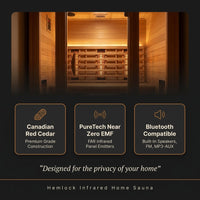 Indoor Infrared Sauna Designed for Home Wellness, 4 Person Capacity, Canadian Red Cedar, Bluetooth Compatible — Results & Stats