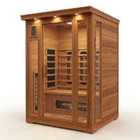 Indoor Infrared Sauna Designed for Home Wellness, 4 Person Capacity, Canadian Red Cedar, Bluetooth Compatible — Studio Shot