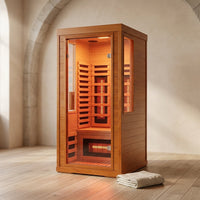 Infrared Sauna with Fda-Certified 660Nm & 850Nm Red Light Therapy | Full Spectrum, 1.4 Mg Ultra Low EMF, Fast Heat-Up, Canadian Hemlock, 7 Carbon Fiber Heaters, Easy Assembly, 1170W 110V — Studio Shot