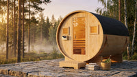 Outdoor Traditional Barrel Sauna | 4-6 Person Wood Sauna, Steam and Wet Sauna with 220V with 6KW Electric Heater, Sauna Stone — Lifestyle